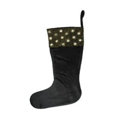 23" Black And Gold Rhinestone Bead Christmas Stocking