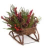 Melrose 17" Red And Brown Mixed Pine Berry Sleigh Christmas Tabletop Decor