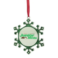 Northlight 3.25" Green And Silver Snowflake 'Junior Mints' Candy Logo Christmas Ornament