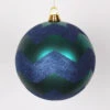 2-Finish Green And Blue Chevron Shatterproof Christmas Ball Ornament 8" (200mm)