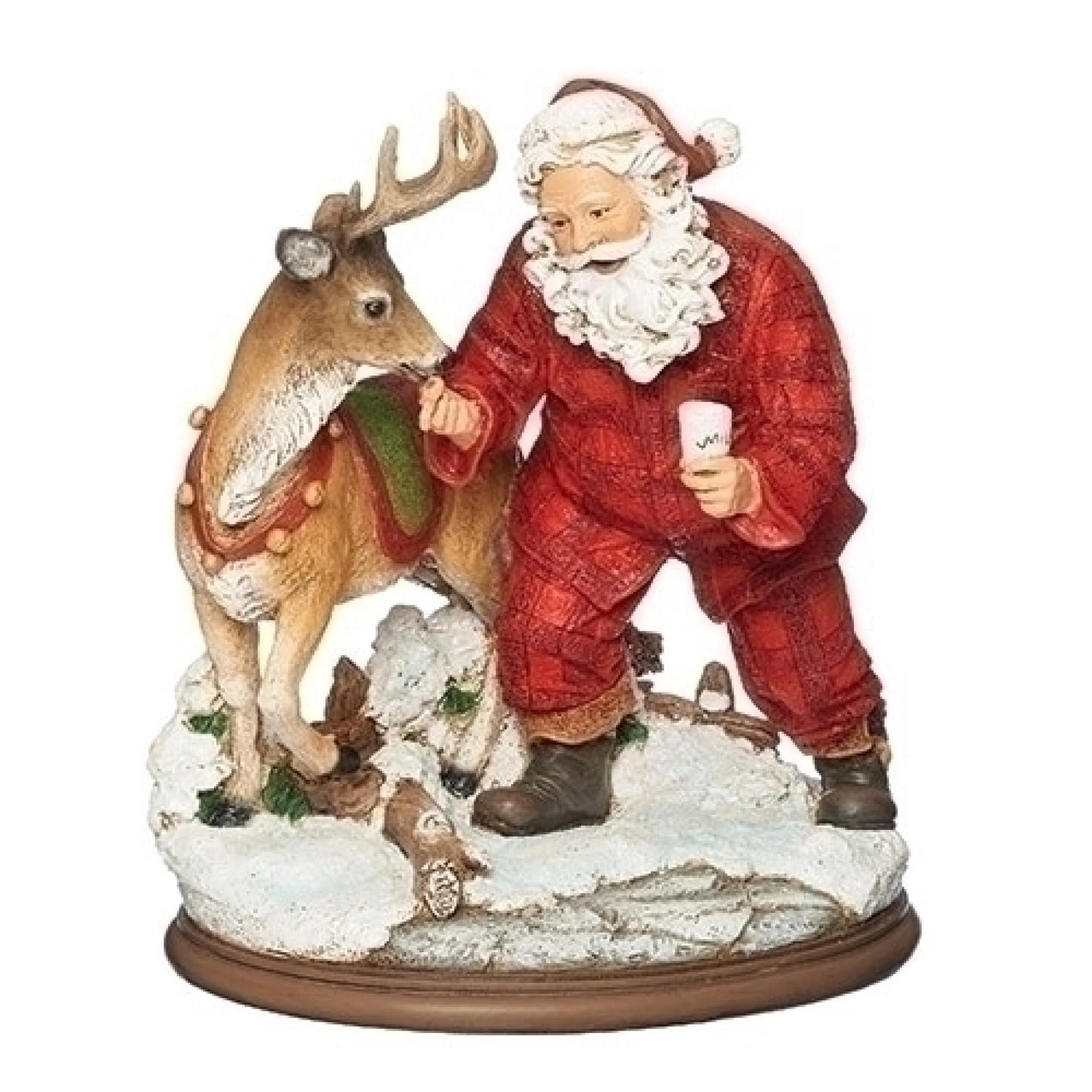 8.5" Santa Claus Feeding The Deer With Cookie And Milk Figurine Decoration 3 8.5" Santa Claus Feeding The Deer With Cookie And Milk Figurine Decoration