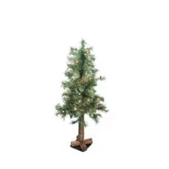 3' Pre-Lit Medium Traditional Woodland Alpine Artificial Christmas Tree - Clear Lights