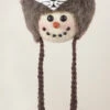 Kurt Adler 13" Brown And Black Snowman With Plush Raccoon Hat Christmas Ornament