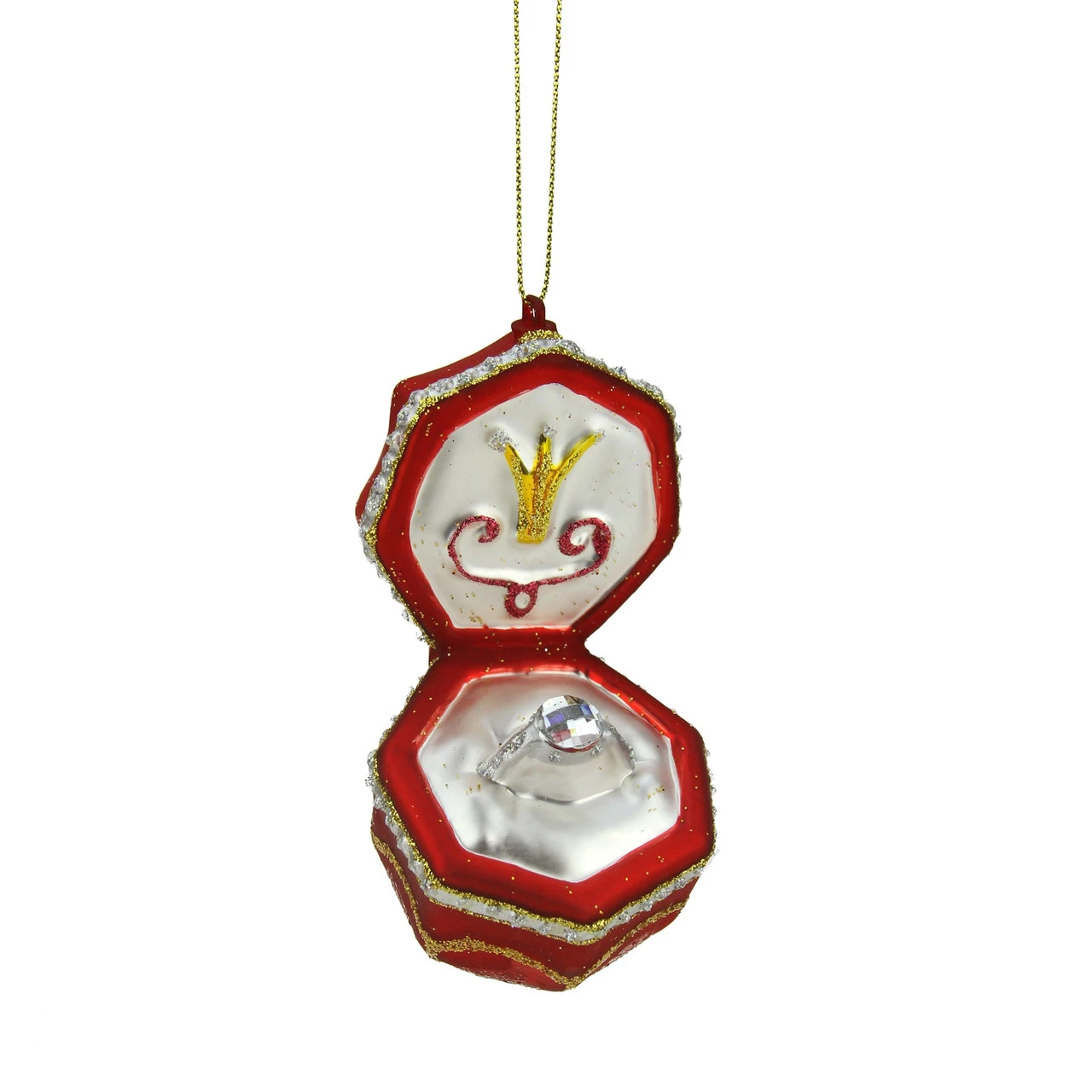 Northlight 3.5" Red And Silver Wedding Ring Box Glass Christmas Ornament 3 Northlight 3.5" Red And Silver Wedding Ring Box Glass Christmas Ornament