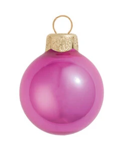 28ct Lipstick Pink Glass Pearl Christmas Ball Ornaments 2" (50mm)