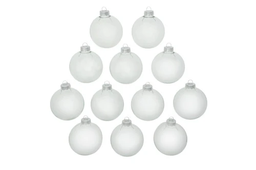 12ct Clear Shiny Glass Christmas Ball Ornaments 2.75" (70mm) 5 12ct Clear Shiny Glass Christmas Ball Ornaments 2.75" (70mm) - Image 3