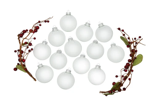 12ct Clear Shiny Glass Christmas Ball Ornaments 2.75" (70mm) 4 12ct Clear Shiny Glass Christmas Ball Ornaments 2.75" (70mm) - Image 2