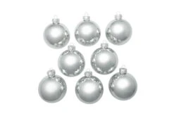 8ct Silver Shiny Glass Christmas Ball Ornaments 3.25" (80mm) 7 8ct Silver Shiny Glass Christmas Ball Ornaments 3.25" (80mm) -Ornaments Store 28454 1 89769.1696349727