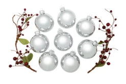 8ct Silver Shiny Glass Christmas Ball Ornaments 3.25" (80mm) 6 8ct Silver Shiny Glass Christmas Ball Ornaments 3.25" (80mm) -Ornaments Store 28454 2 92538.1696349727