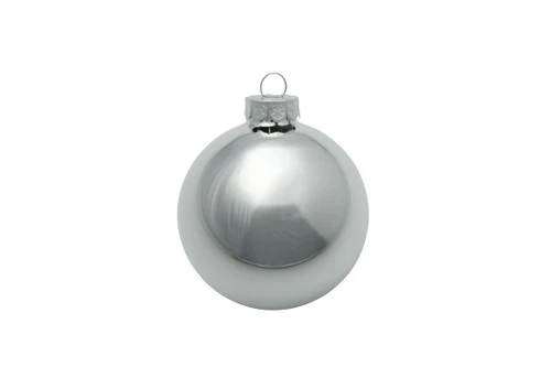 8ct Silver Shiny Glass Christmas Ball Ornaments 3.25" (80mm) 3 8ct Silver Shiny Glass Christmas Ball Ornaments 3.25" (80mm)