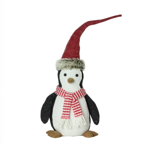 Northlight 16" Black And White Penguin Striped Scarf And Santa Hat Christmas Figure 3 Northlight 16" Black And White Penguin Striped Scarf And Santa Hat Christmas Figure