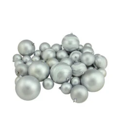 Northlight 39ct Silver Shatterproof 2-Finish Christmas Ball Ornaments 4" (100mm)