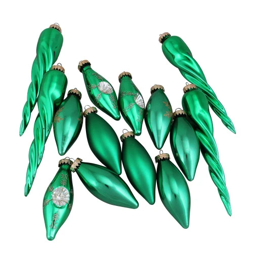 Northlight Set Of 36 Green And Gold Contemporary Glass Christmas Ornaments 8" (200mm) 4 Northlight Set Of 36 Green And Gold Contemporary Glass Christmas Ornaments 8" (200mm) - Image 2