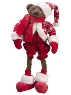 17" Brown Bear With Knit Suit Christmas Tabletop Figurine