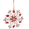 8" Red And White Glitter Gem Snowflake Christmas Ornament