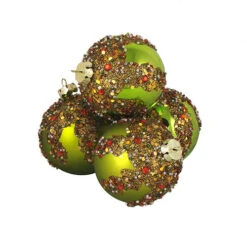 4ct Green Shatterproof 2-Finish Christmas Ball Ornaments 3.25" (80mm)