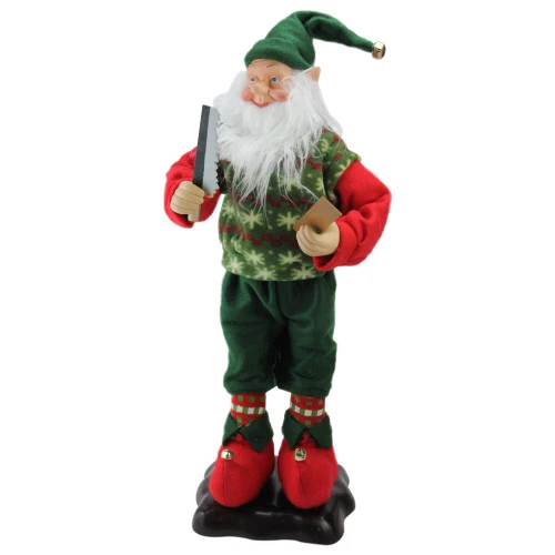 24" Green And Red Animated Festive Tinkering Tom The Wood Smith Christmas Elf 3 24" Green And Red Animated Festive Tinkering Tom The Wood Smith Christmas Elf