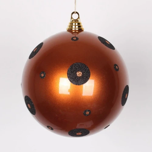 2-Finish Brown And Black Polka Dots Shatterproof Christmas Ball Ornament 8" (200mm) 3 2-Finish Brown And Black Polka Dots Shatterproof Christmas Ball Ornament 8" (200mm)