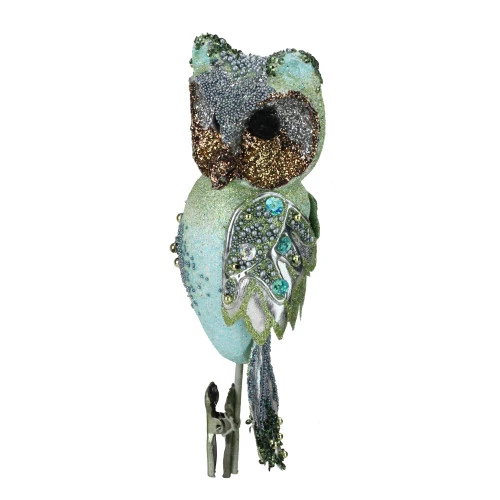 Melrose 10" Green Glittered And Sequined Owl Clip On Christmas Ornament 3 Melrose 10" Green Glittered And Sequined Owl Clip On Christmas Ornament