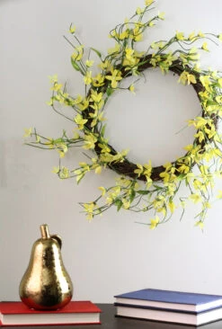 Northlight Forsythia Twig Artificial Floral Wreath, Yellow 12-Inch -Ornaments Store 71eat1pv3ocuud1ve2tekarl6uivtkhe 05820.1588373691