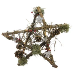 Northlight 15.75" Brown And Green Star With Rustic Twigs Christmas Ornament