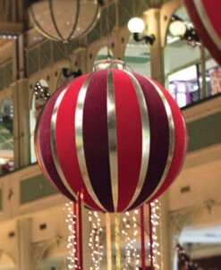 60" Pre-Lit Red And Gold Inflatable Commercial Outdoor Christmas Ball Ornament