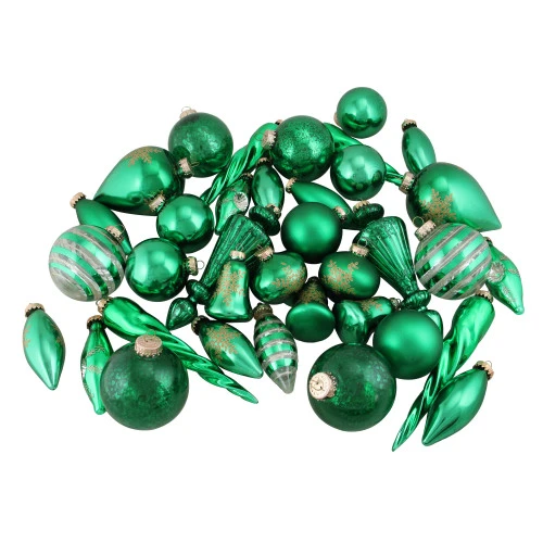 Northlight Set Of 36 Green And Gold Contemporary Glass Christmas Ornaments 8" (200mm) 3 Northlight Set Of 36 Green And Gold Contemporary Glass Christmas Ornaments 8" (200mm)
