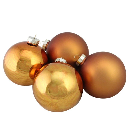 Northlight 4ct Bronze 2-Finish Glass Christmas Ball Ornaments 4" (100mm) 3 Northlight 4ct Bronze 2-Finish Glass Christmas Ball Ornaments 4" (100mm)