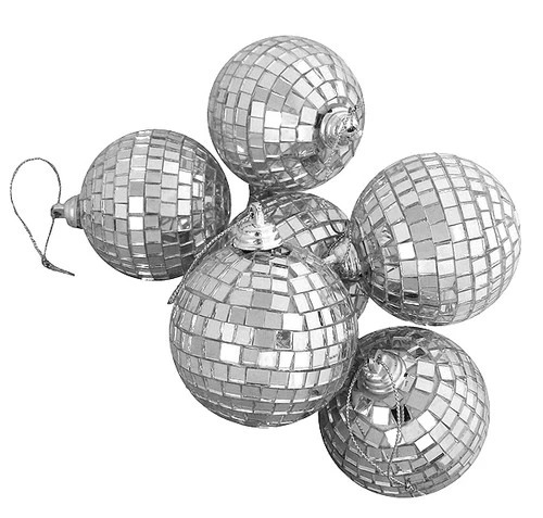 Northlight 6ct Silver Splendor Glass Disco Christmas Ball Ornaments 3.25" (80mm) 3 Northlight 6ct Silver Splendor Glass Disco Christmas Ball Ornaments 3.25" (80mm)