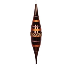 22" Brown And Gold Cheetah Print Striped Shatterproof Christmas Drop Ornament