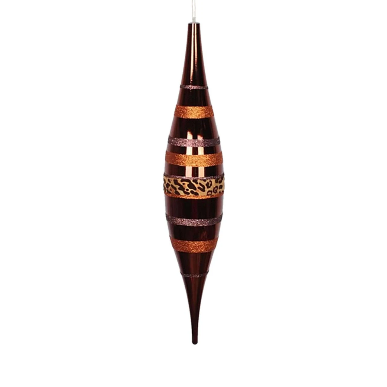 22" Brown And Gold Cheetah Print Striped Shatterproof Christmas Drop Ornament 3 22" Brown And Gold Cheetah Print Striped Shatterproof Christmas Drop Ornament