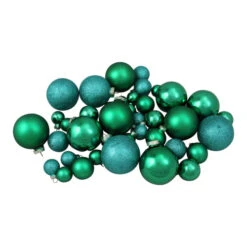 Northlight 40ct Green 2- Finish Multiple Size Glass Ball Christmas Ornaments