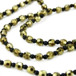 2.5' X 14" Black And Gold Beaded Christmas Garland - Unlit