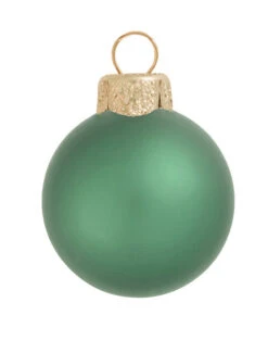 40ct Green Glass Matte Christmas Ball Ornaments 1.25" (30mm)