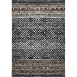 8' X 11' Blue And Bronze Moroccan Print Area Throw Rug