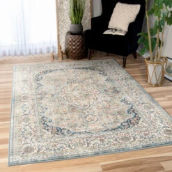9' X 13' Ivory, Teal, And Rust Traditional Paisley Print Area Throw Rug -Ornaments Store alexandria 8909 kerman estate blue thatch 6390 rs 07208.1587645145