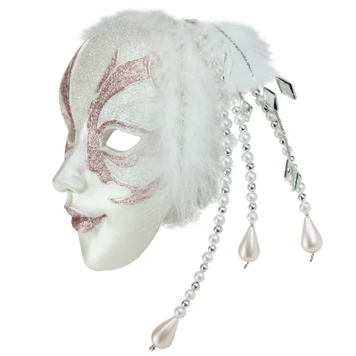 9" Pink And White Glittered Ornate Masquerade Mask Christmas Ornament 4 9" Pink And White Glittered Ornate Masquerade Mask Christmas Ornament - Image 2
