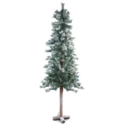 7' Unlit Slim Frosted And Glittered Woodland Alpine Artificial Christmas Tree