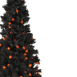4.5' Pre-Lit Black Flocked Pencil Artificial Christmas Tree - Orange LED Lights - 30657569 -Ornaments Store allstate ytf144 bk 2 89998.1588397918