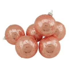 6ct Coral Pink Shiny Christmas Ball Ornaments 3.25" (80mm)