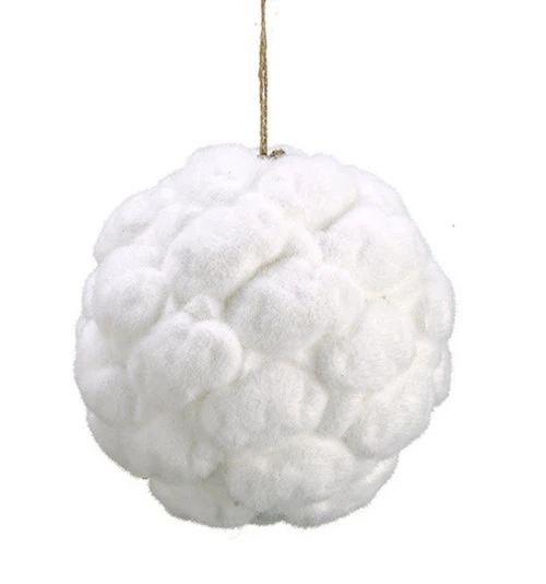 White Snow Ball Moss Christmas Ball Ornament 8" (200mm) 3 White Snow Ball Moss Christmas Ball Ornament 8" (200mm)