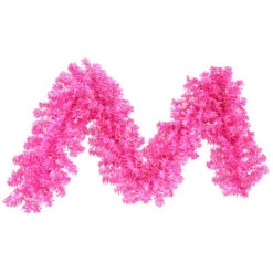 9' X 14'' Pre-Lit Pink Wide Cut Tinsel Artificial Christmas Garland - Dura-Lit Lights