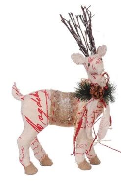 17" Snow Flocked Right Facing Reindeer Christmas Figurine