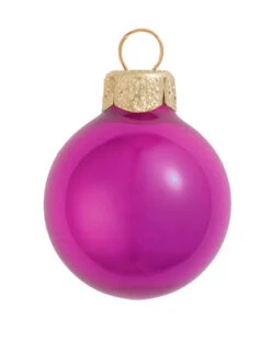 28ct Raspberry Pink Pearl Glass Christmas Ball Ornaments 2" (50mm)