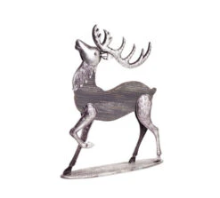 Melrose 19" Gray And Silver Buck Reindeer Christmas Tabletop Figurine