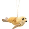 3.5” White Whimsical Bristle Brush Handcrafted Seal Pup Hanging Ornament