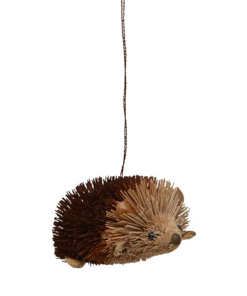 3.25” Brown And Beige Whimsical Bristle Brush Handcrafted Hedgehog Hanging Ornament 3 3.25” Brown And Beige Whimsical Bristle Brush Handcrafted Hedgehog Hanging Ornament