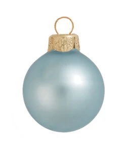 40ct Baby Blue Matte Glass Christmas Ball Ornaments 1.5" (35mm)