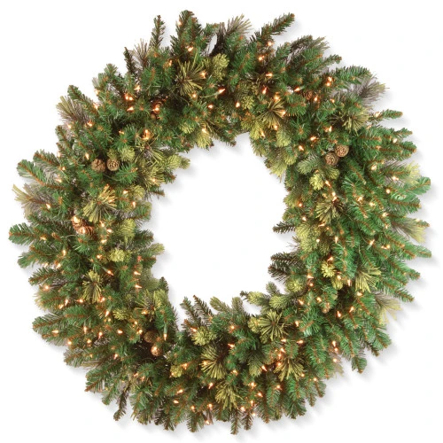 48" Carolina Pine Wreath With Clear Lights 3 48" Carolina Pine Wreath With Clear Lights