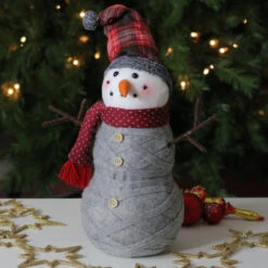 18.5" Woven Style Sweater Snowman With Plaid Hat Christmas Tabletop Decoration -Ornaments Store cd5whevjzlvlmsy91cq4bwixgiqfxolj 68568.1588406460